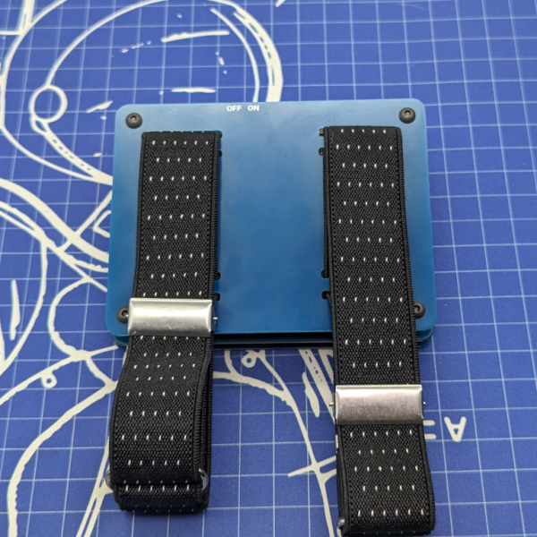 back of arm mounted macropad, showing off the elastic arm bands